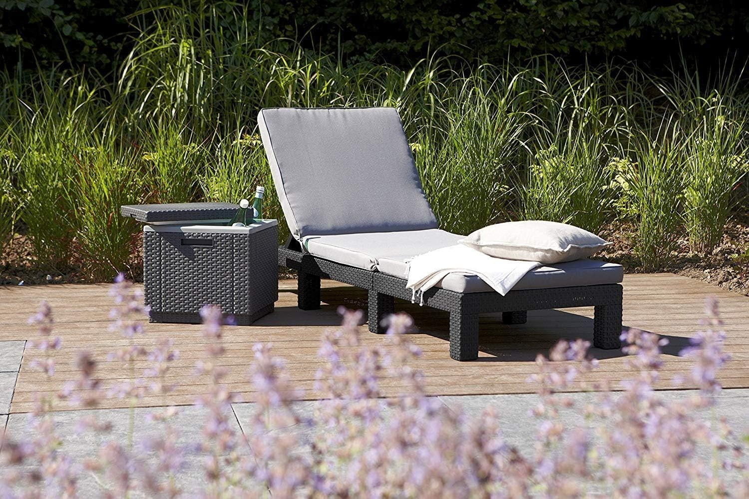 Adjustable Outdoor Sun Lounger with Weather-Resistant Rattan & Cushion