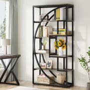 Industrial 5-Tier Geometric Bookshelf Tall Display Unit with 8 Open Shelves