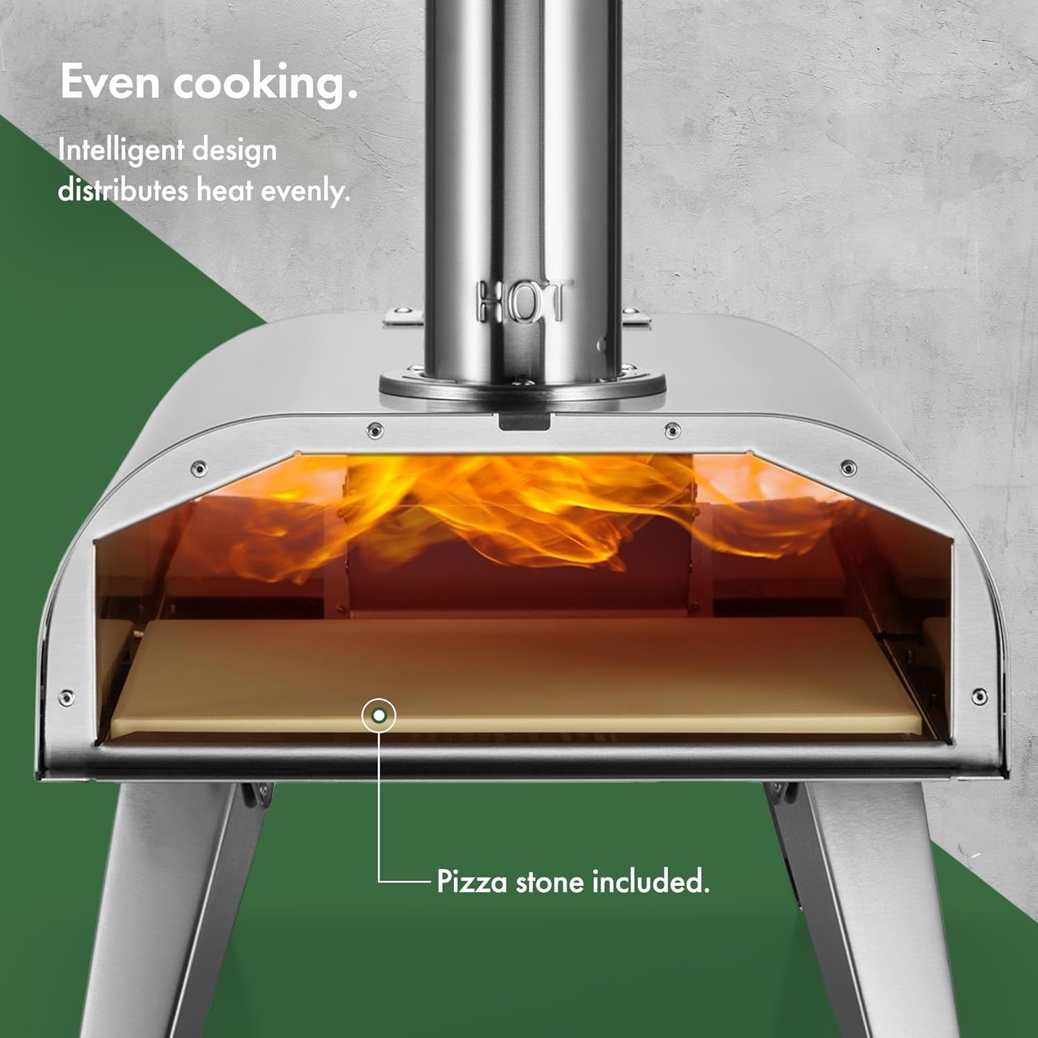 12" Outdoor Wood Fired Pizza Oven Stainless Steel BBQ Smoker with Stone