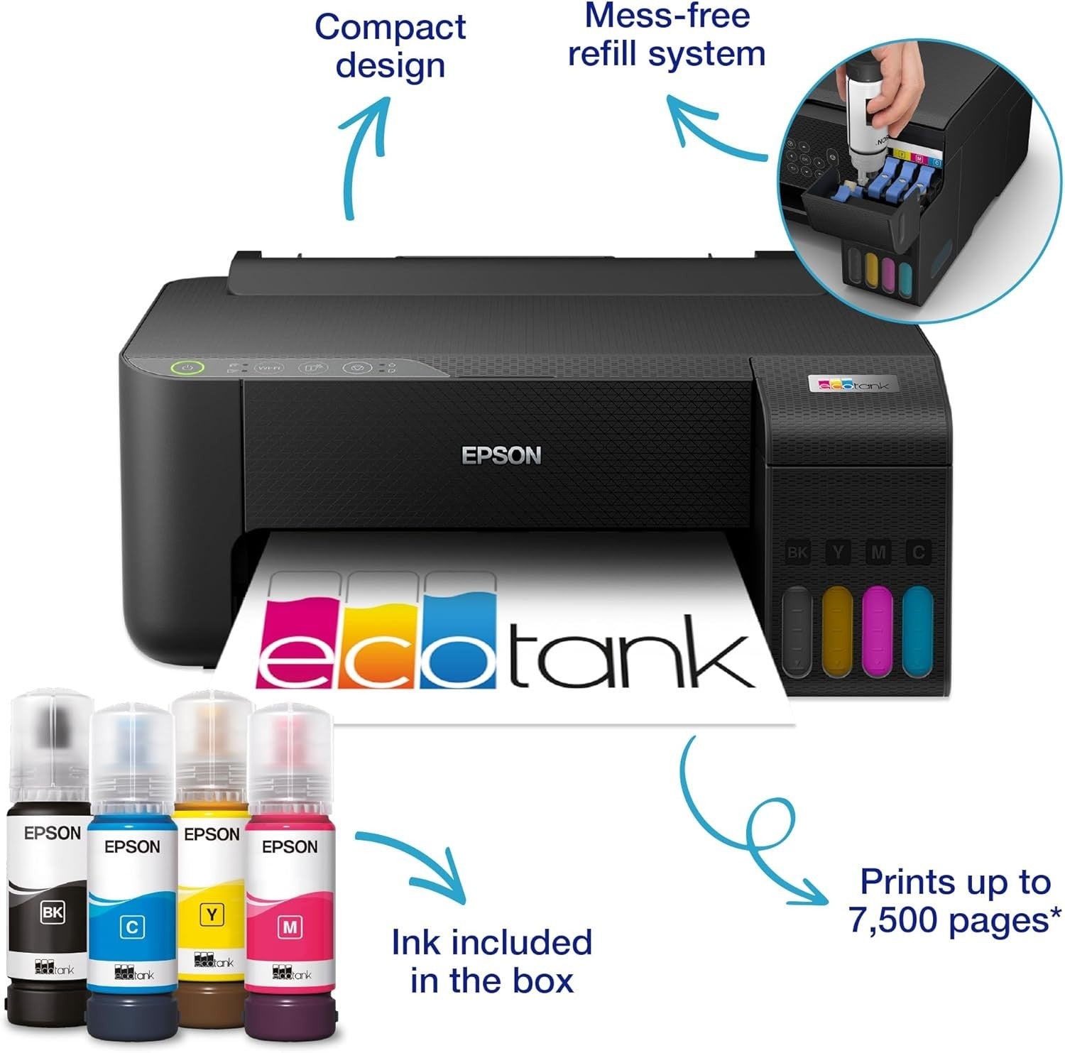 Black EcoTank ET-1810 A4 Single Function Wi-Fi Ink Tank Printer