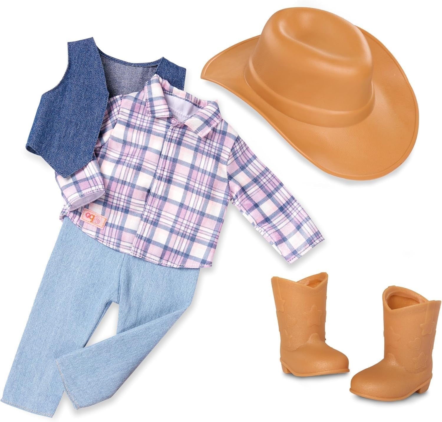 18in Cowgirl Doll Western Outfit Brown Eyes Wavy Hair Riding Boots
