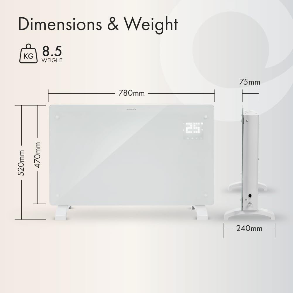 2000W Smart Electric Panel Heater WiFi Alexa Wall or Freestanding Timer
