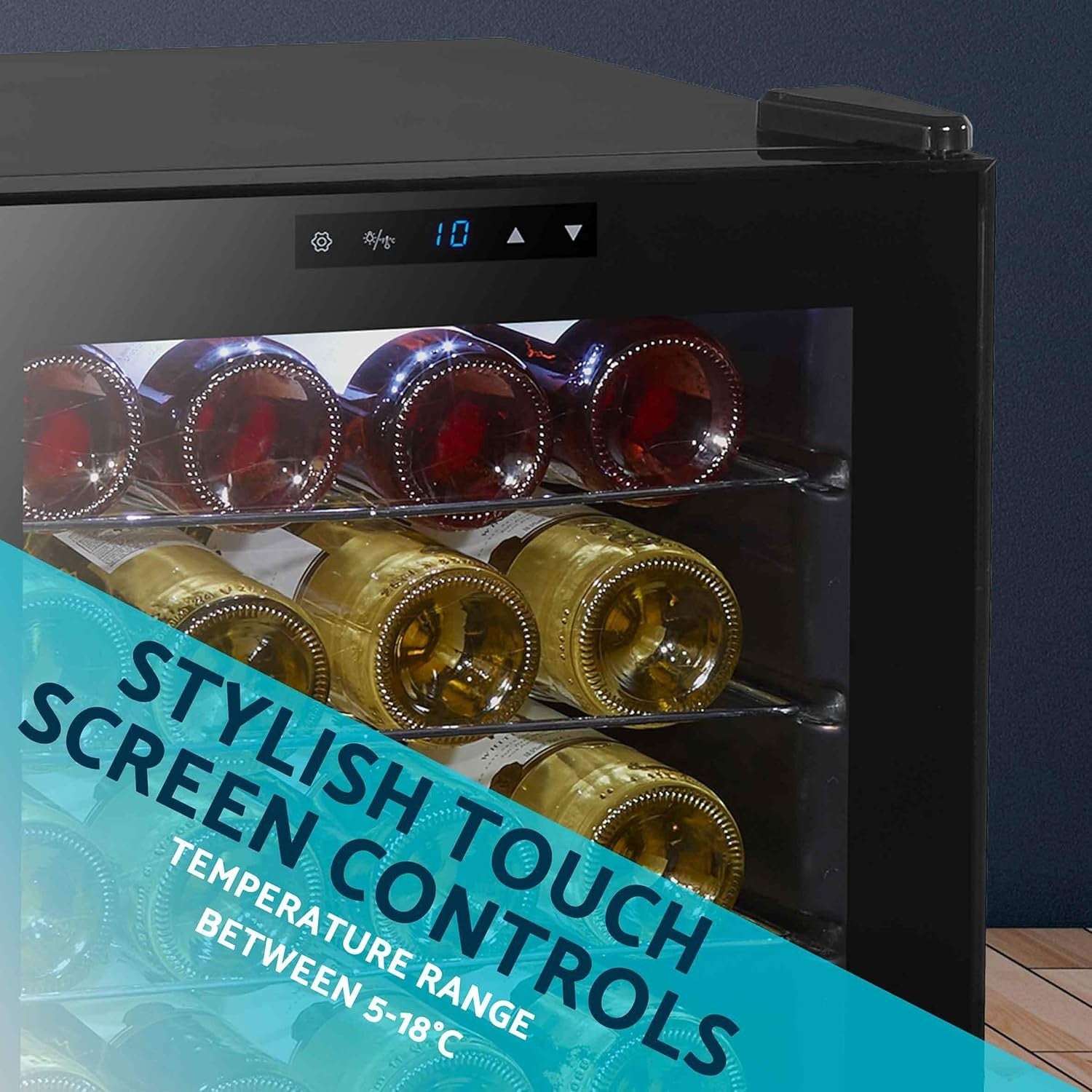24 Bottle Wine Cooler Fridge Digital Touch Control LED Quiet Freestanding