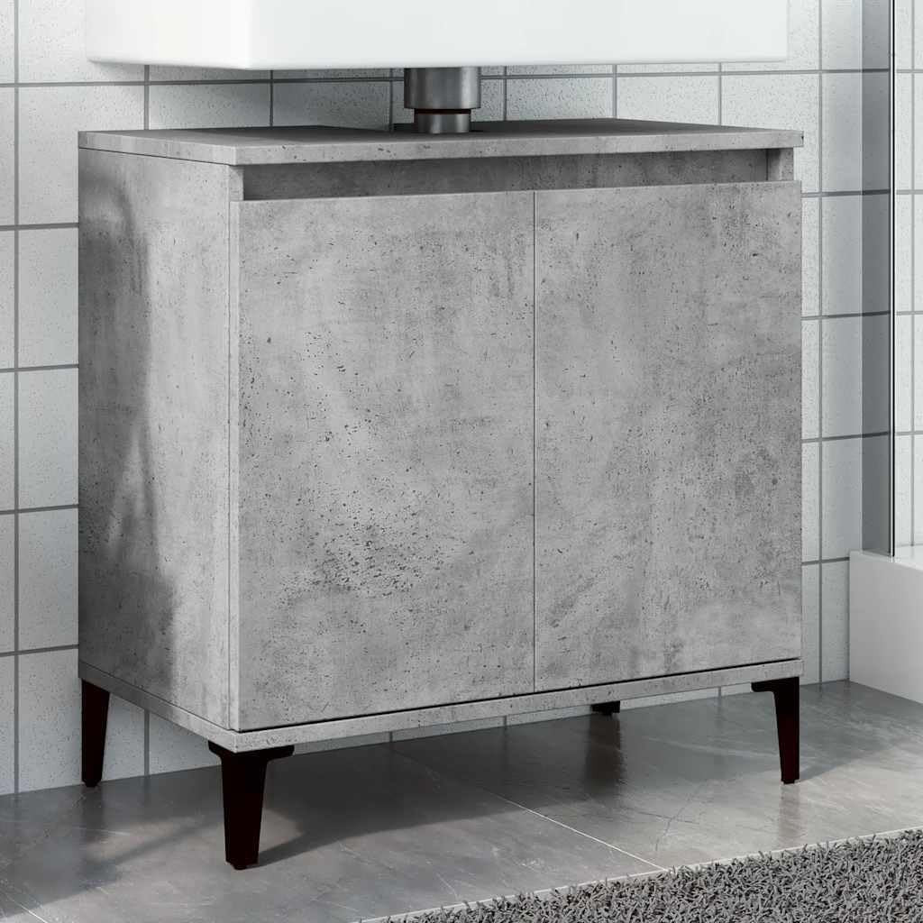 Concrete Grey Under Sink Cabinet 58x33x60cm Modern Bathroom Vanity Unit