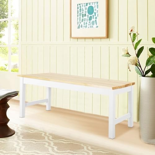 Natural Wooden Dining Bench Indoor Pine Kitchen Table Seating for Home