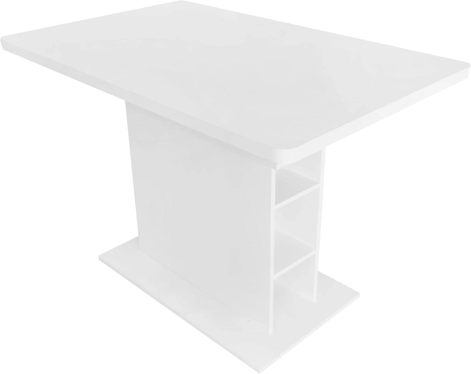 White Extendable Dining Table With Storage, Space Saving 130x70cm