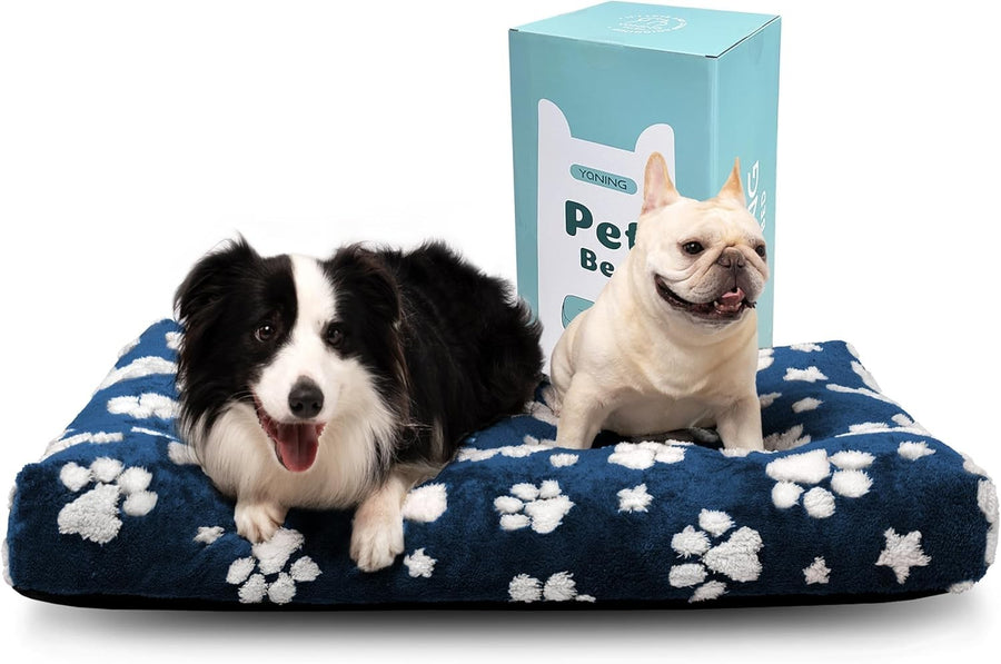 XL Dog Bed 104x71cm Washable Crate Mattress Navy Paw