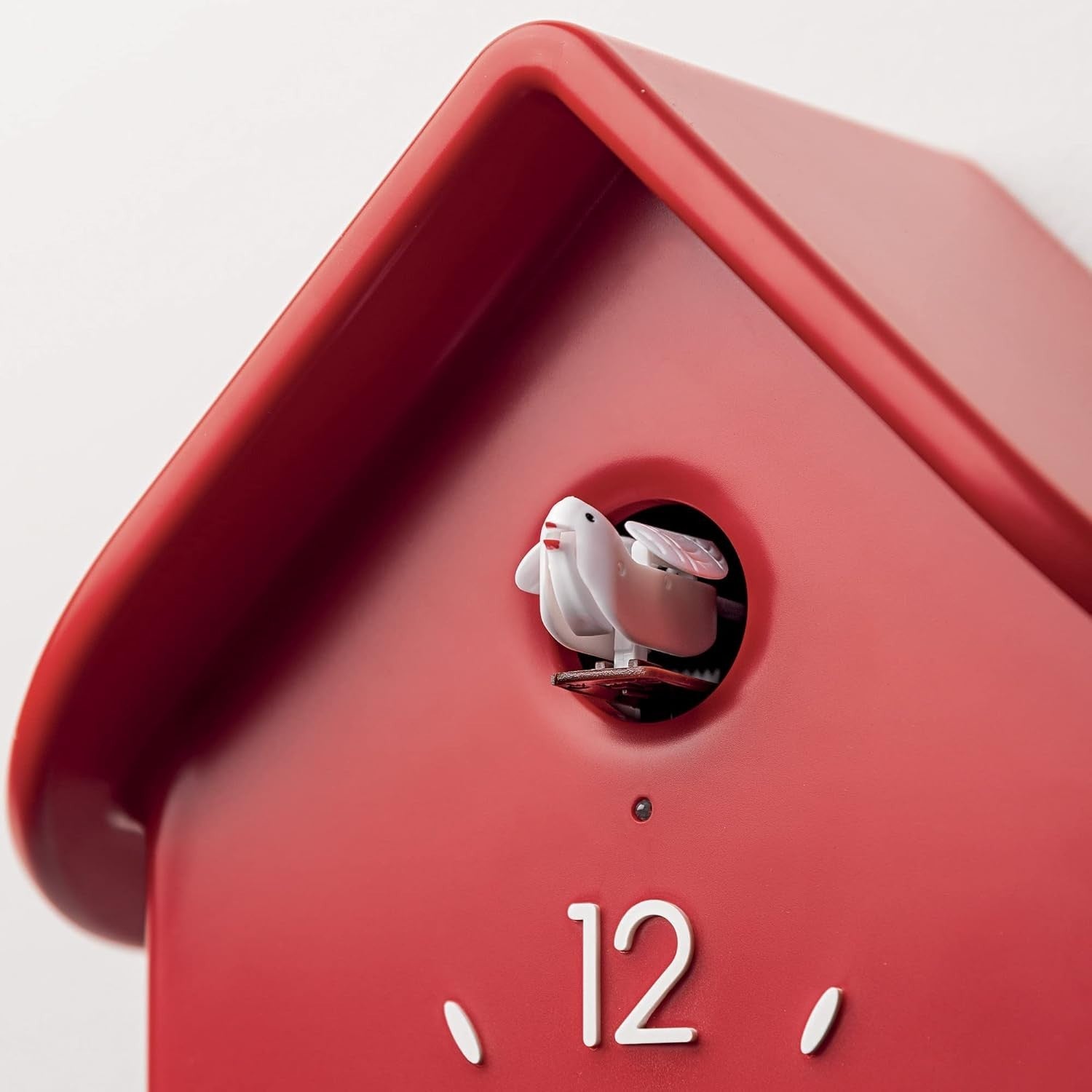 Modern Red Wall Cuckoo Clock Silent Bird Chirp Battery Kitchen Decor