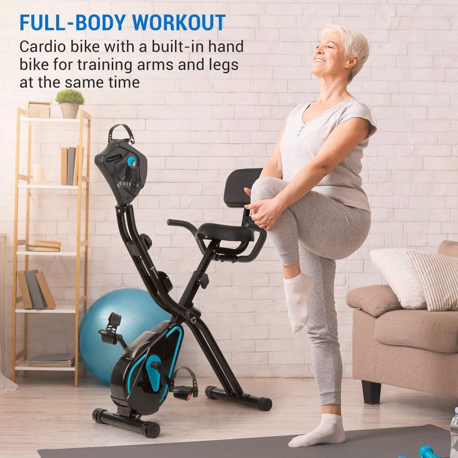Foldable Magnetic Exercise Bike w/ LCD Monitor, 8 Resistance Levels & Holder