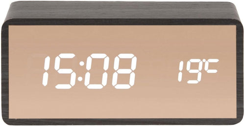 Copper Mirror LED Alarm Clock Digital Bedside USB Powered Modern