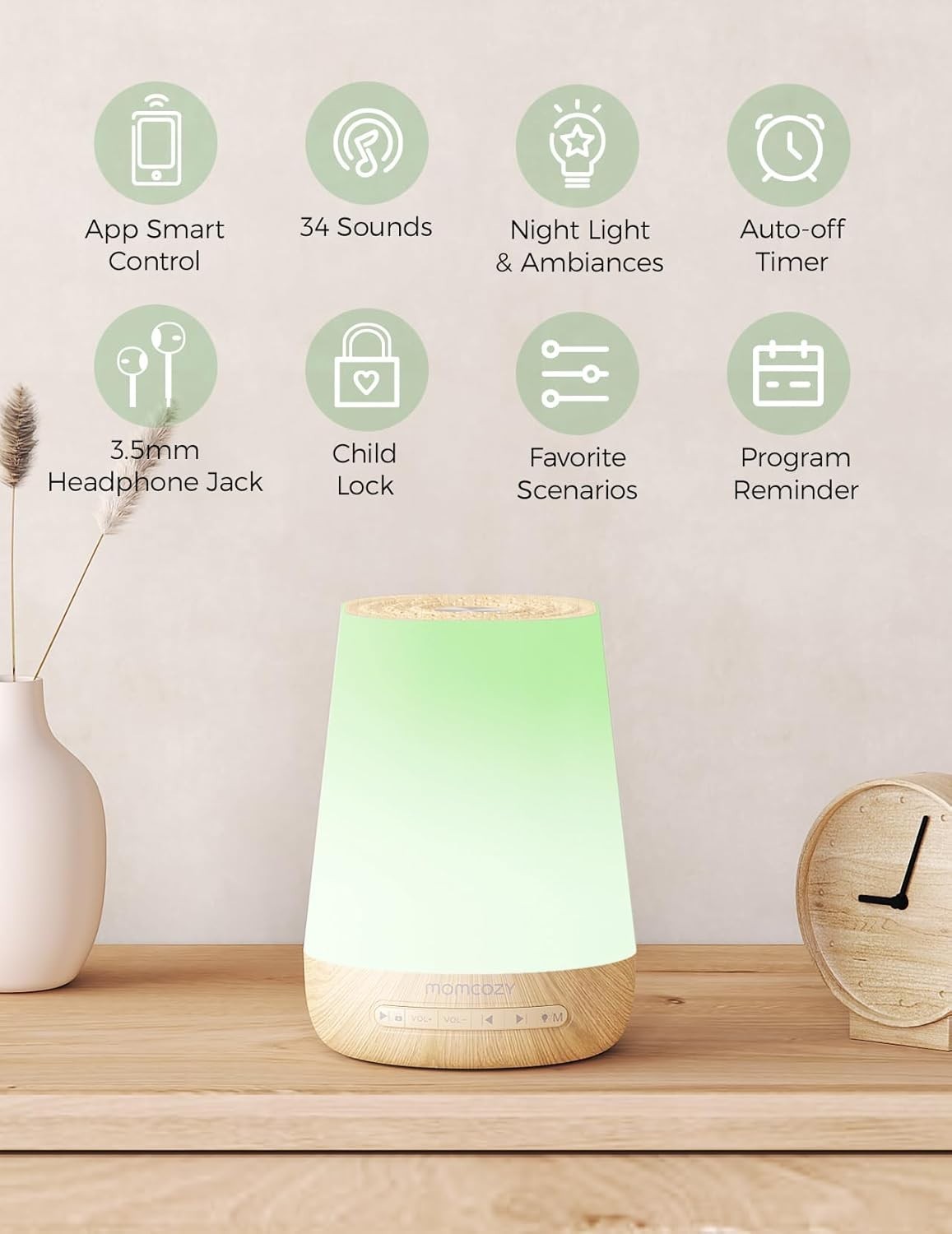 Baby White Noise Machine for Sleep | 34 Soothing Sounds, Night Light & App