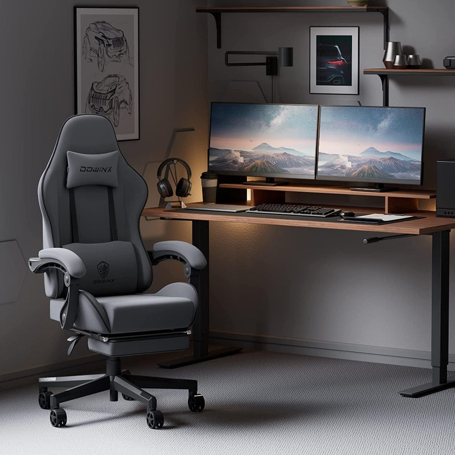 Ergonomic Gaming Chair with Footrest Massage 150kg Dark Sky Grey