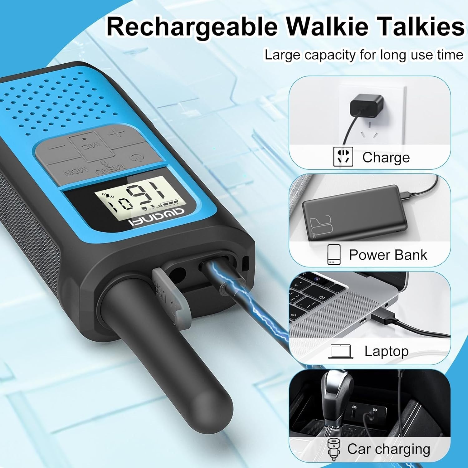 Rechargeable Walkie Talkies 2 Pack Long Range 16CH VOX USB-C Radios