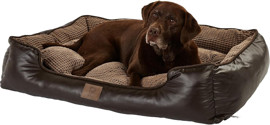 XL Faux Leather Dog Bed 110x80x20cm Washable Chew Resistant