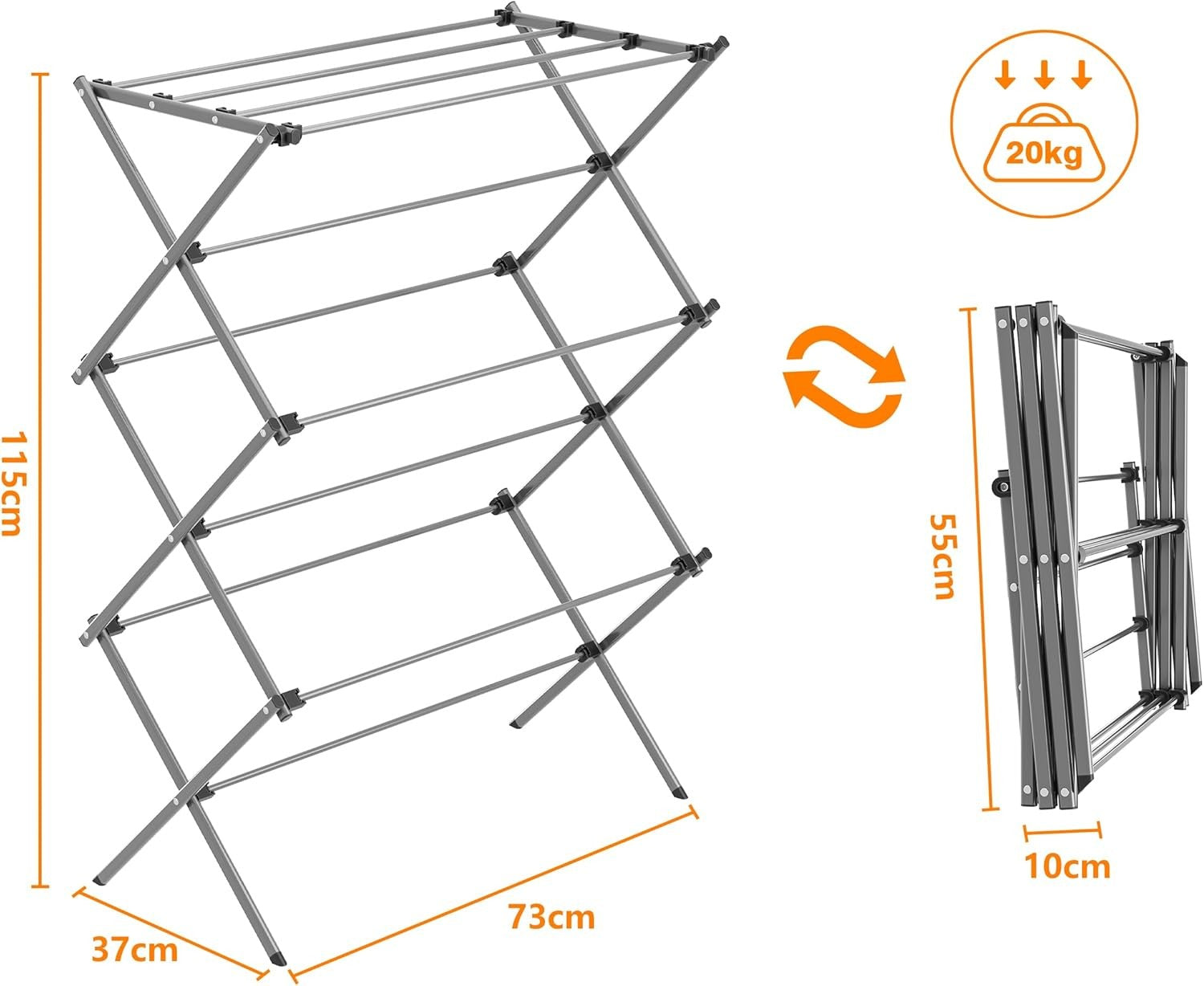 3 Tier Foldable Clothes Airer Heavy Duty Laundry Drying Rack Indoor Outdoor