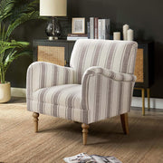 Striped Armchair Accent Chair Tan Upholstered Seat for Lounge Bedroom Home