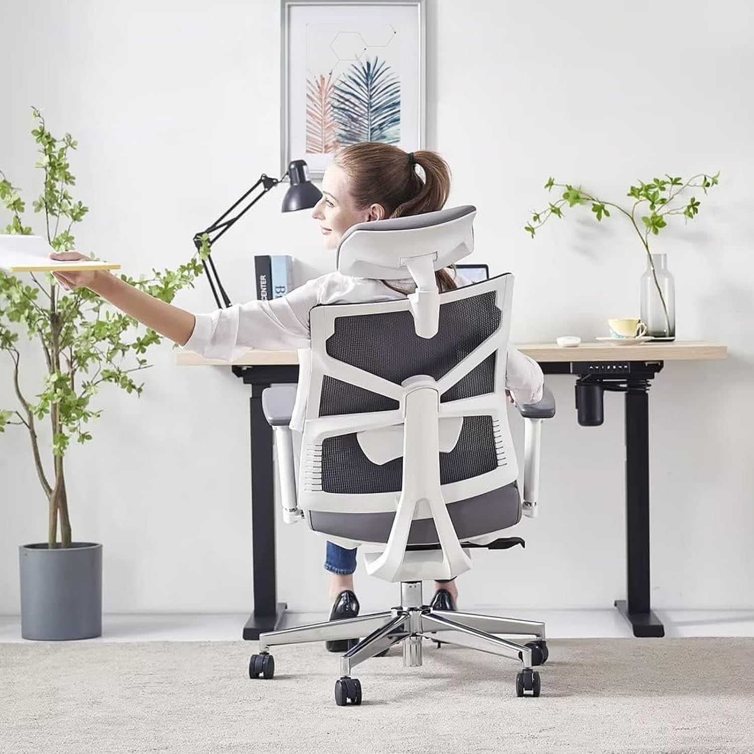 Ergonomic Office Chair Mesh Back Support 4D Armrest Adjustable Lumbar Seat
