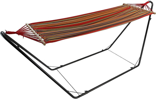 Multi-Coloured Garden Hammock with Metal Stand – 1 Person, Portable & Durable