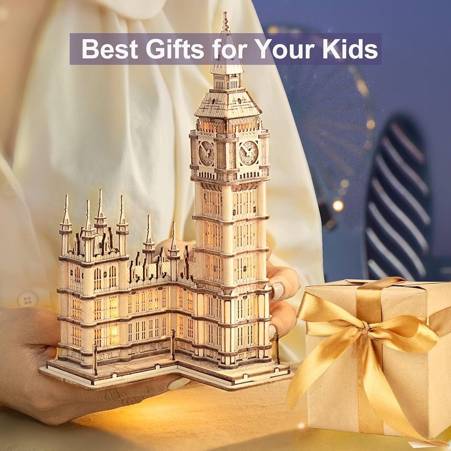 3D Wooden Big Ben Puzzle Model Kit – Laser Cut, Light-Up, Easy Build