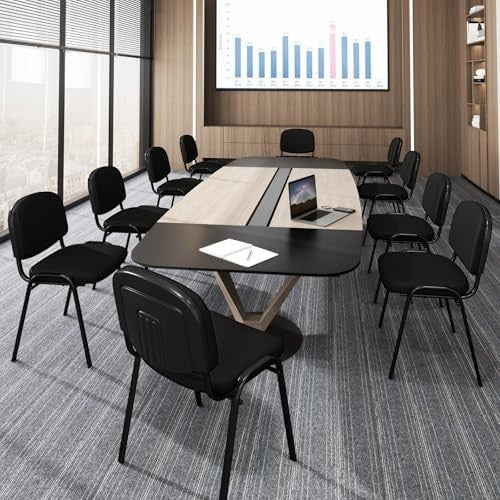 Set of 2 Stackable Office Reception Chairs Padded Linen