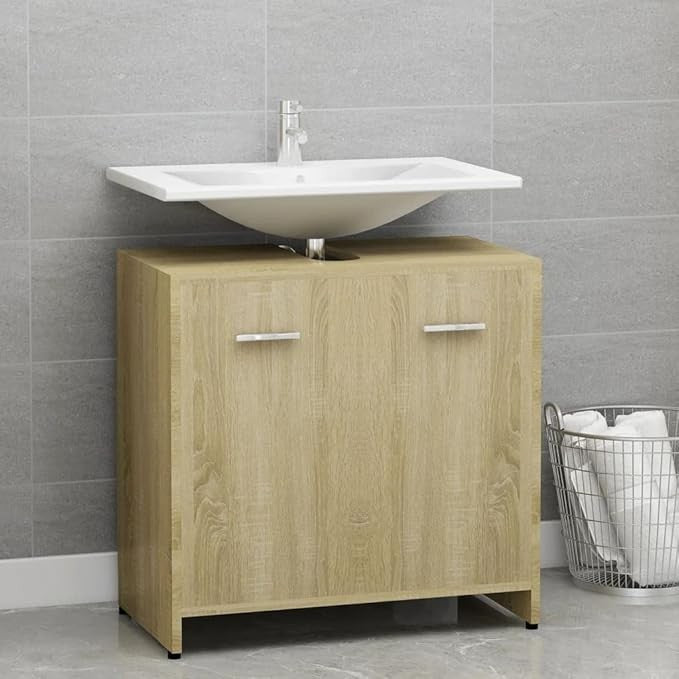 Modern Sonoma Oak Bathroom Storage Cabinet 60x30x61cm