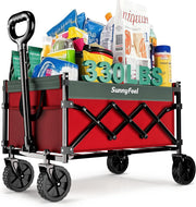 Heavy Duty Collapsible Wagon Cart 110L 330lb Load All Terrain Wheels Red