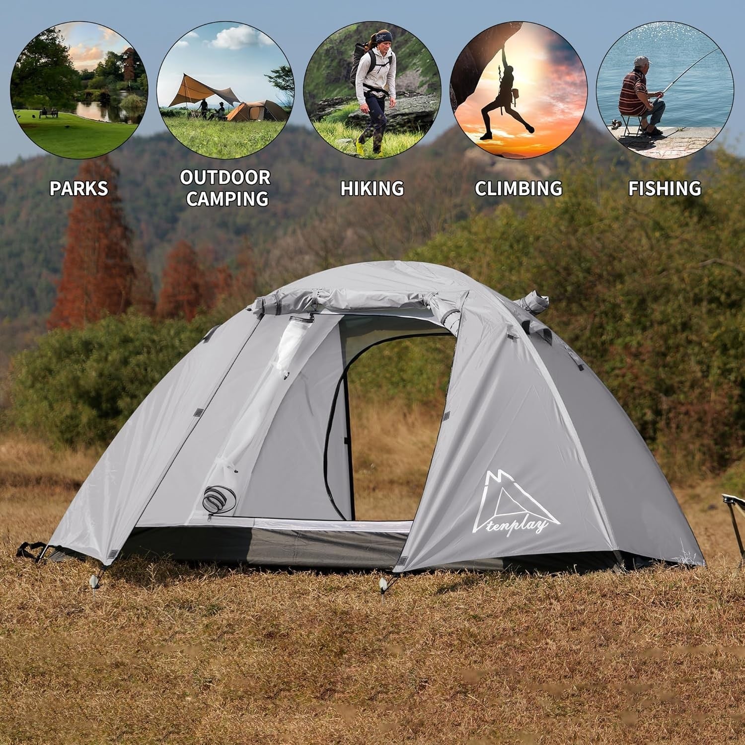 2 Man Camping Tent PU3000mm Waterproof Lightweight