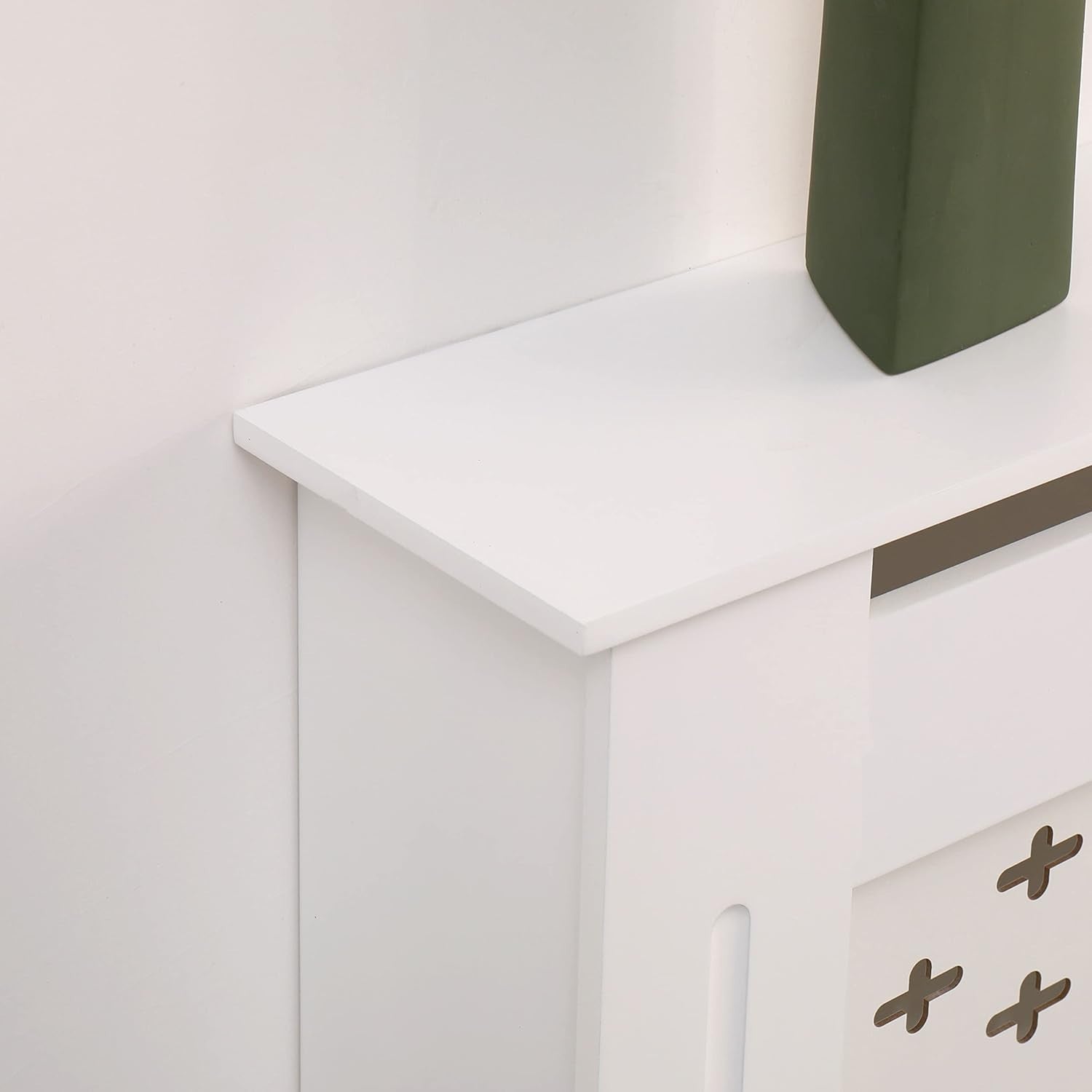 Medium White Radiator Cover MDF Satin Finish Decorative Cabinet
