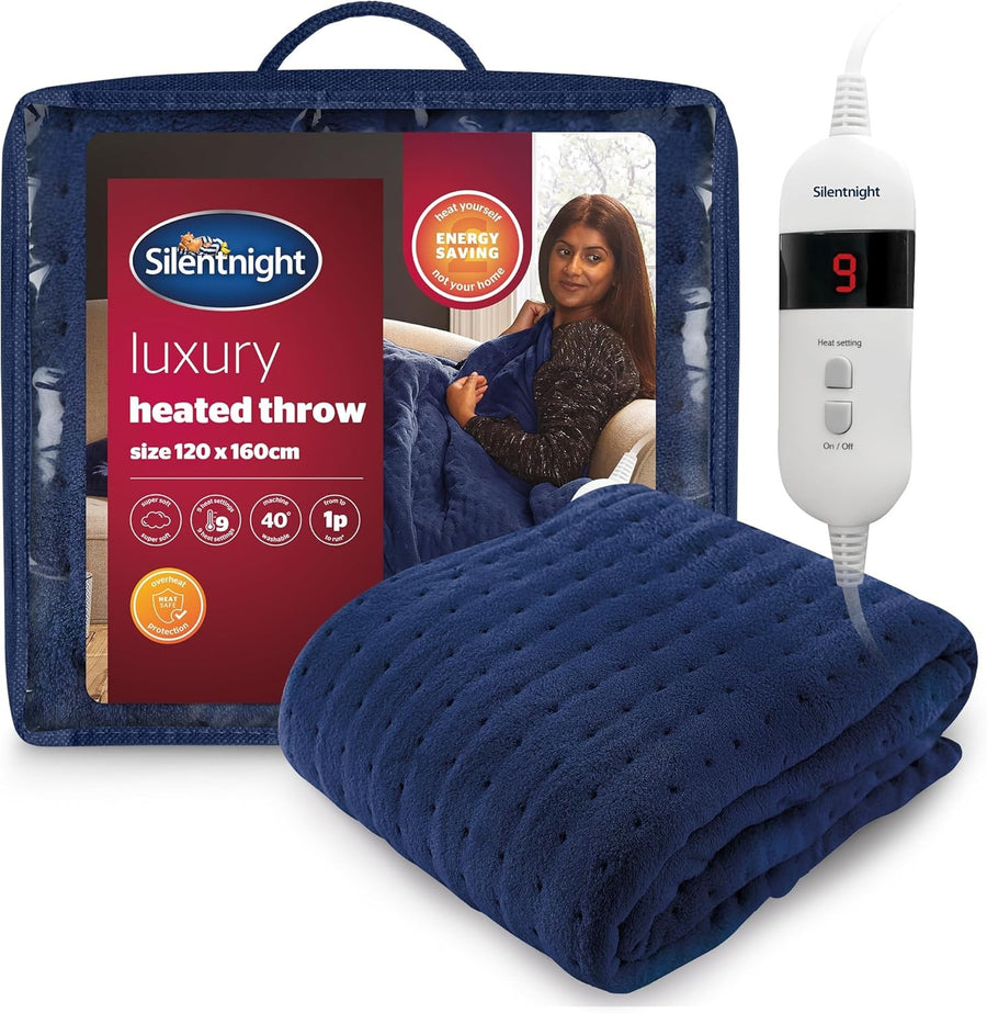 Electric Heated Throw Blanket 9 Heat Settings Fast Heat Washable 120x160cm