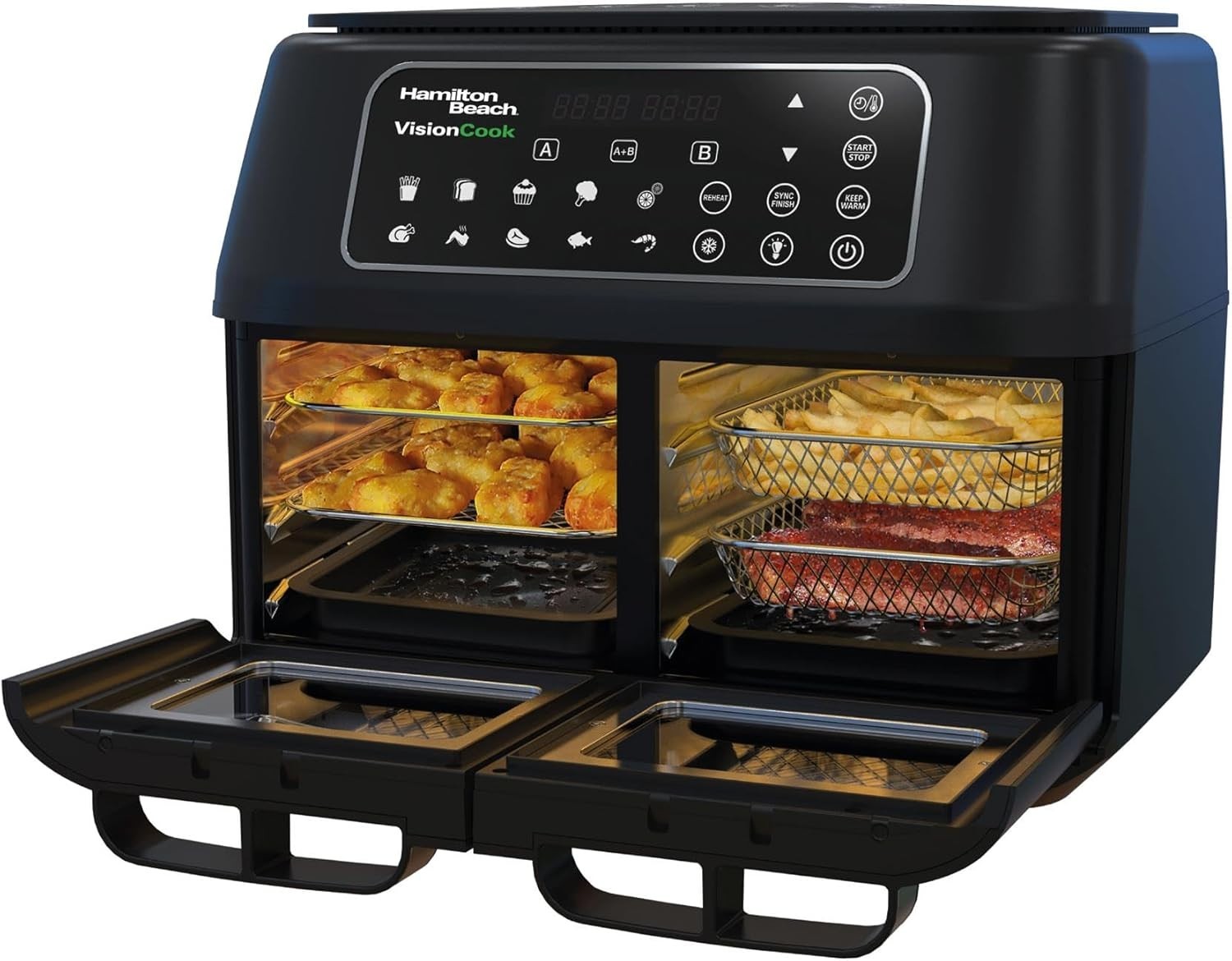11L Dual Zone Air Fryer With Viewing Windows 10 Presets Smart Finish 2400W