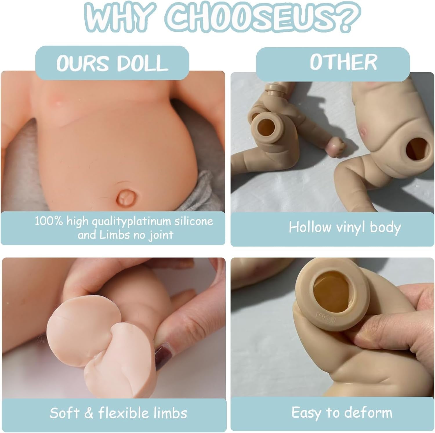 18” Silicone Sleeping Newborn Doll Full Body 1:1 Real Baby Ivory