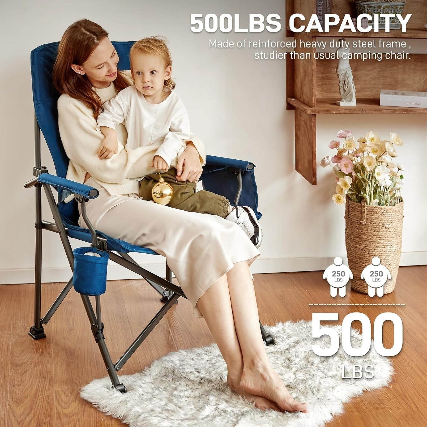 Heavy Duty Folding Camping Chair 230kg Outdoor Portable Adjustable Seat