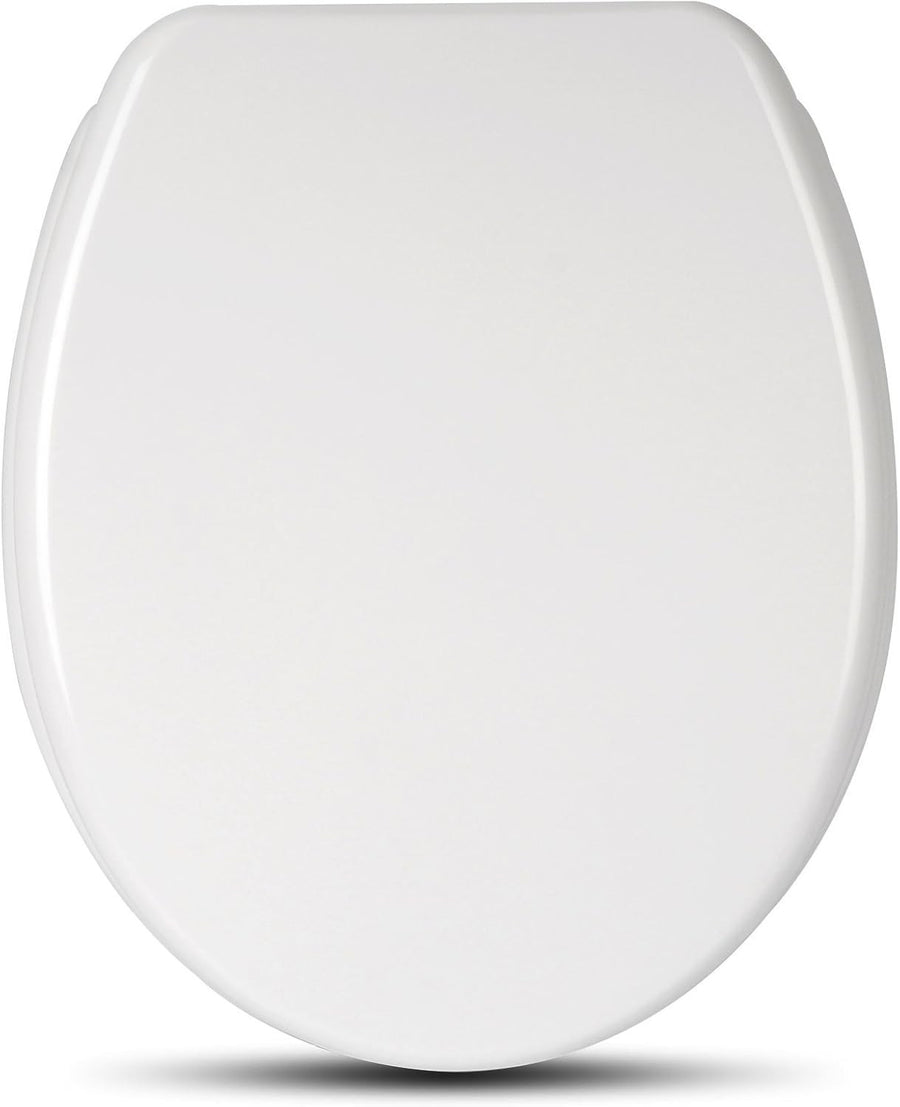 Premium Soft Close Toilet Seat O-Shape Duroplast Adjustable Hinges White 45x37cm