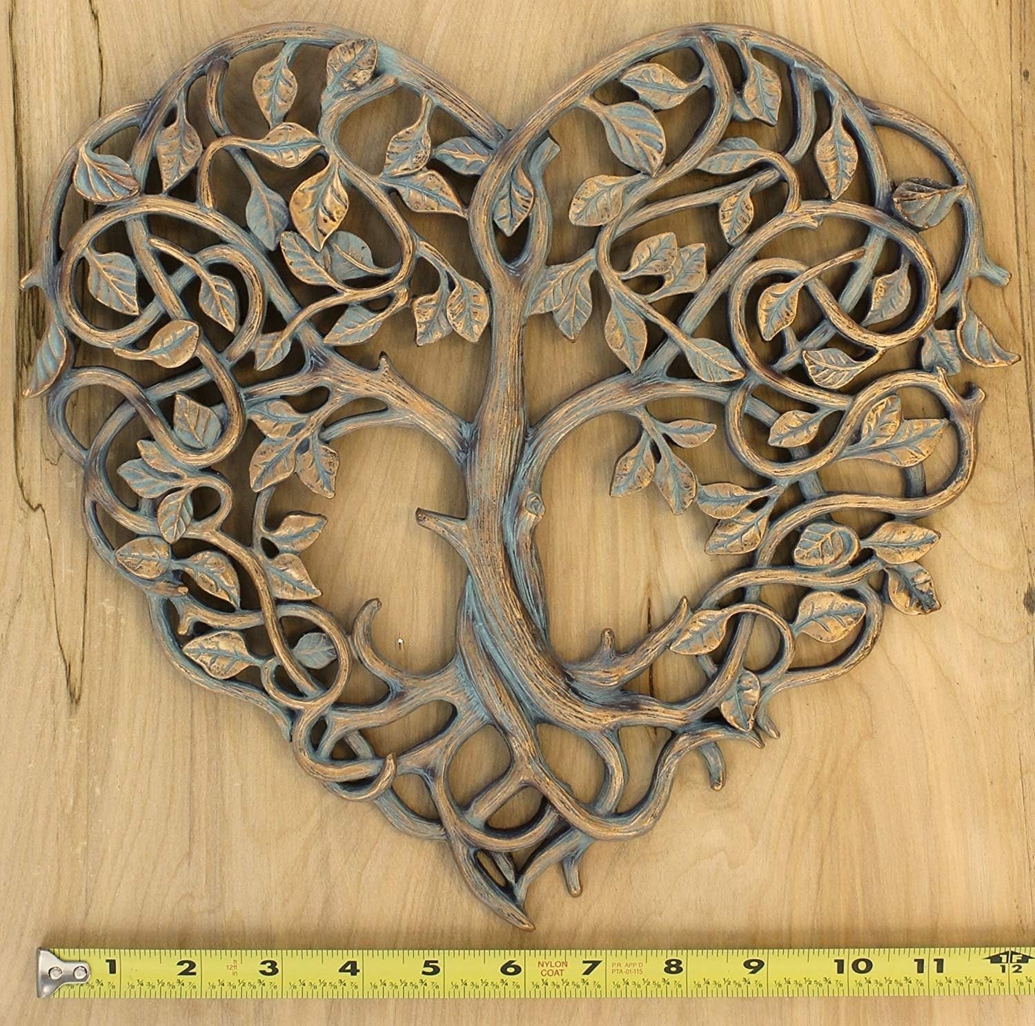 Tree of Life Heart Wall Plaque 12" Rustic Resin Decor