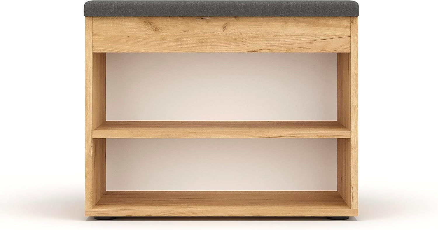 Narrow Shoe Storage Bench with Cushion Seat Hidden Compartment Entryway Unit