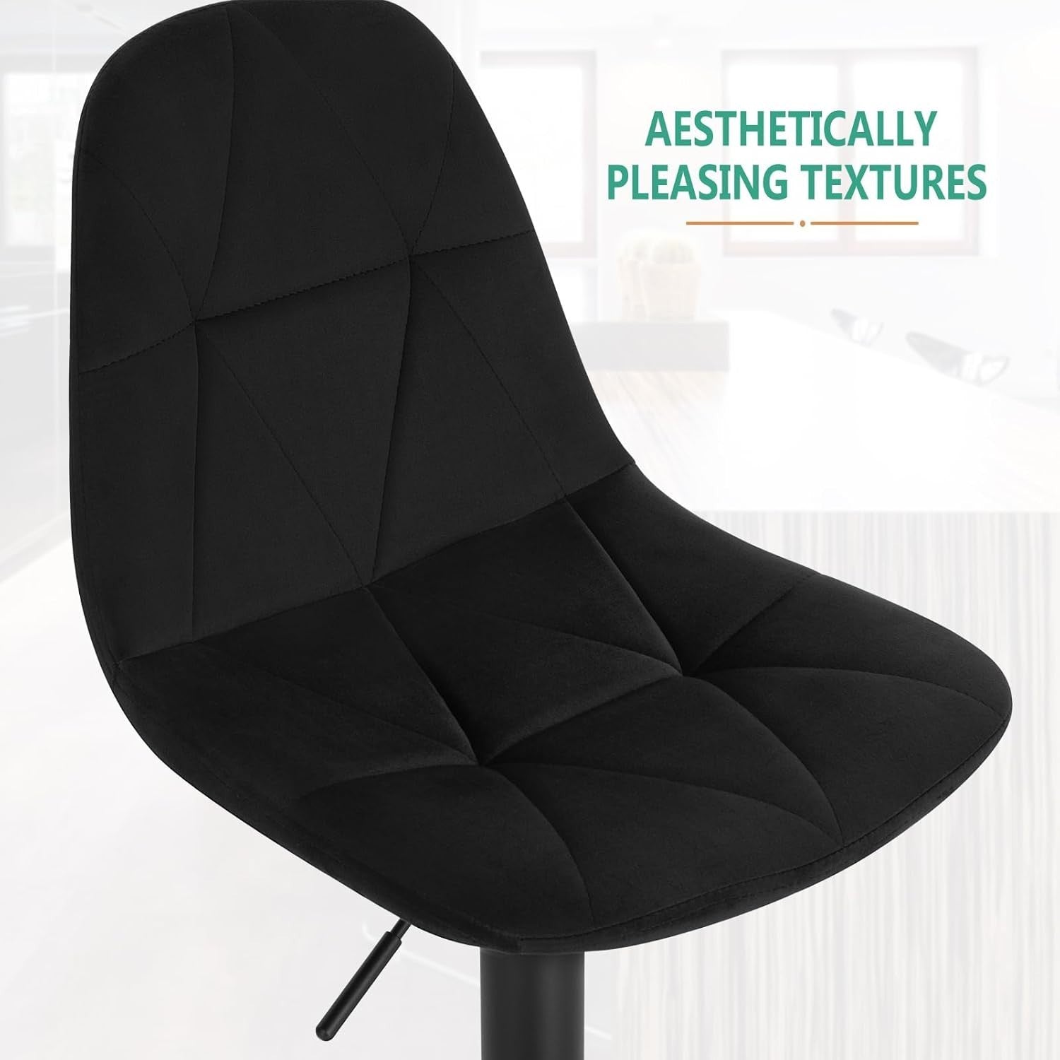 Adjustable Swivel Velvet Bar Stool L-Shaped Seat with Footrest 60-81cm