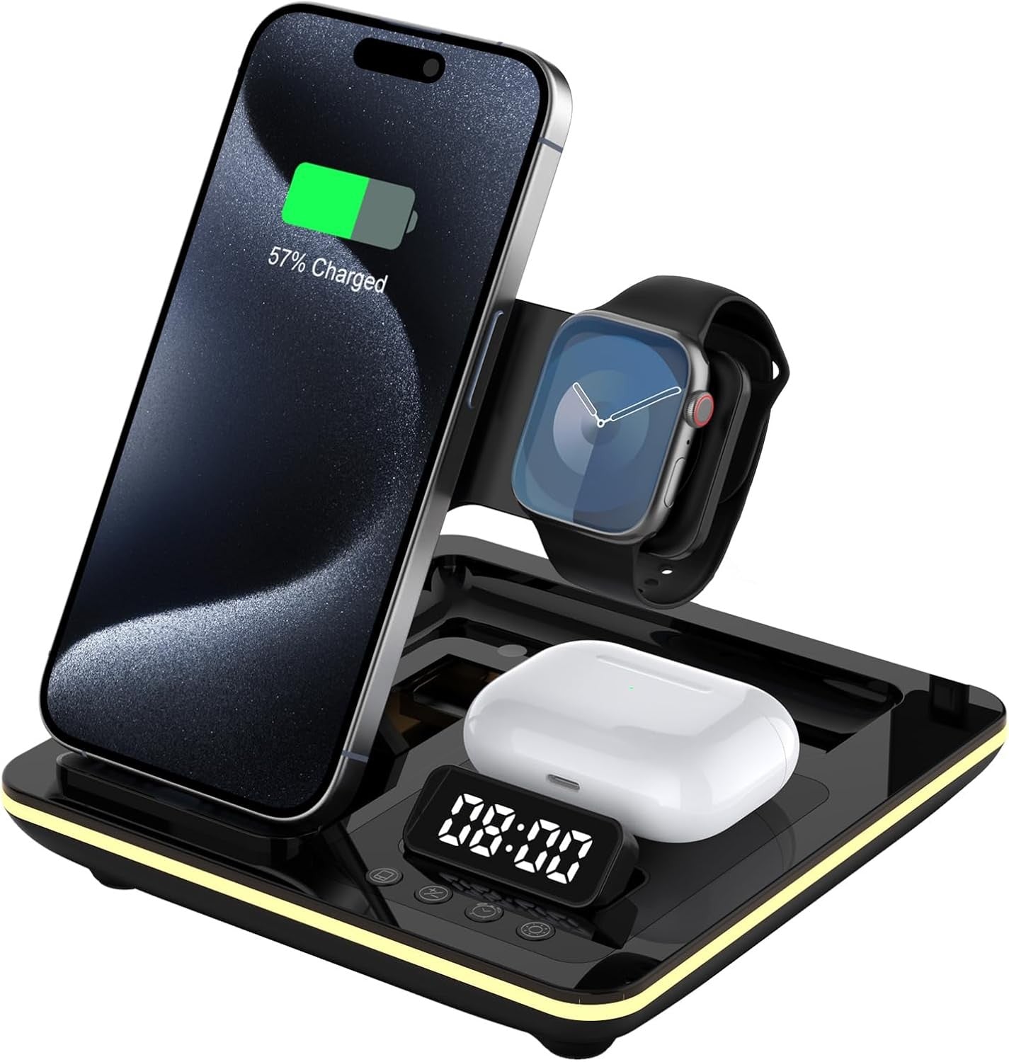 5 in 1 Foldable Wireless Charging Station Clock Night Light Stand