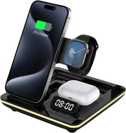 5 in 1 Foldable Wireless Charging Station Clock Night Light Stand