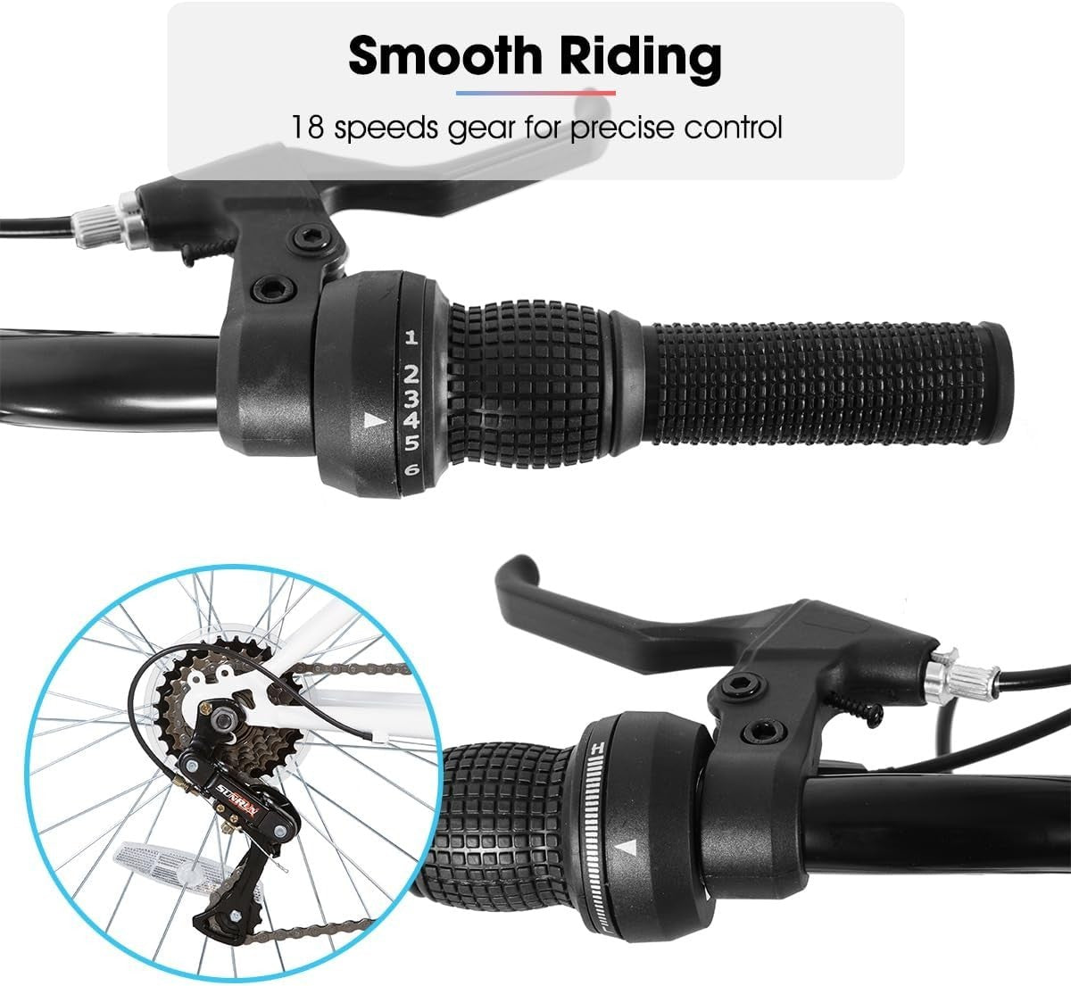 26" Mens Womens Mountain Bike 18 Speed V-Brake Steel Frame Trail MTB