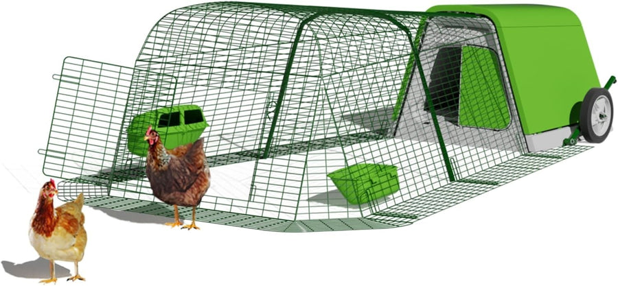 Plastic Chicken Coop with 2m Run Wheels 3 Hens Lockable