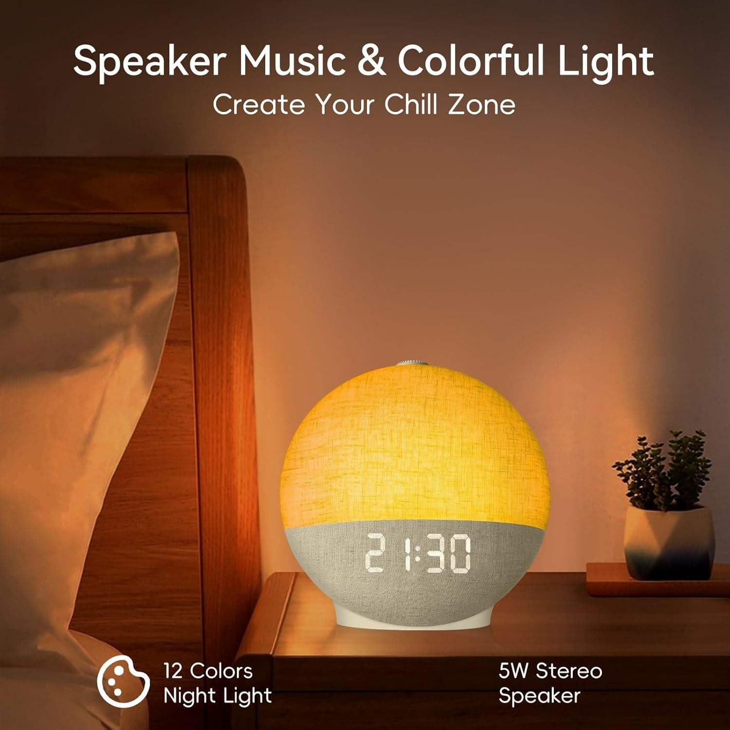 Sunrise Alarm Clock with Sound Machine Wake Up Light Bluetooth Speaker