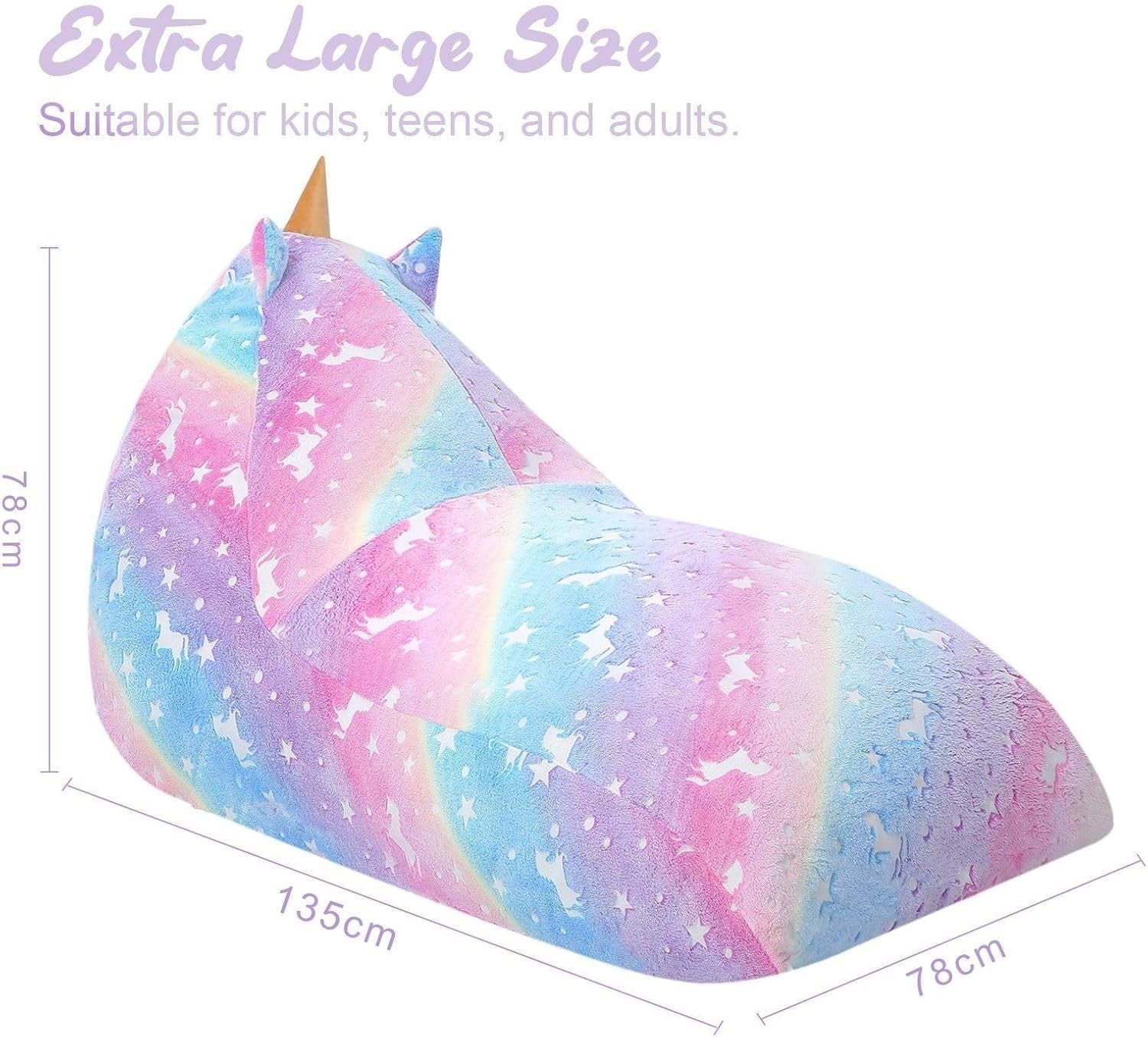 Large Rainbow Kids Bean Bag Chair with Removable Washable Cover