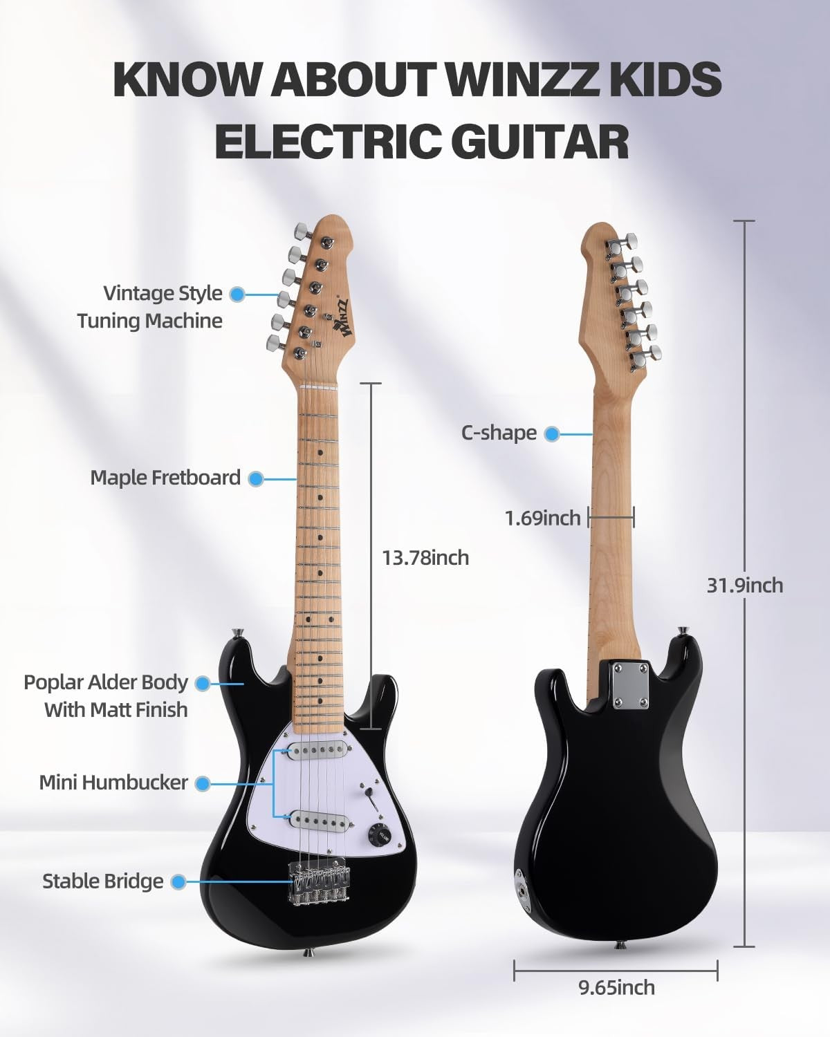 Kids Electric Guitar 30" 1/4 Size Starter Kit w/ Amp & Bag