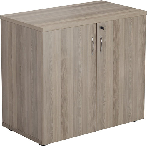 Grey Oak Desk Cupboard Lockable Storage Cabinet Office Organizer