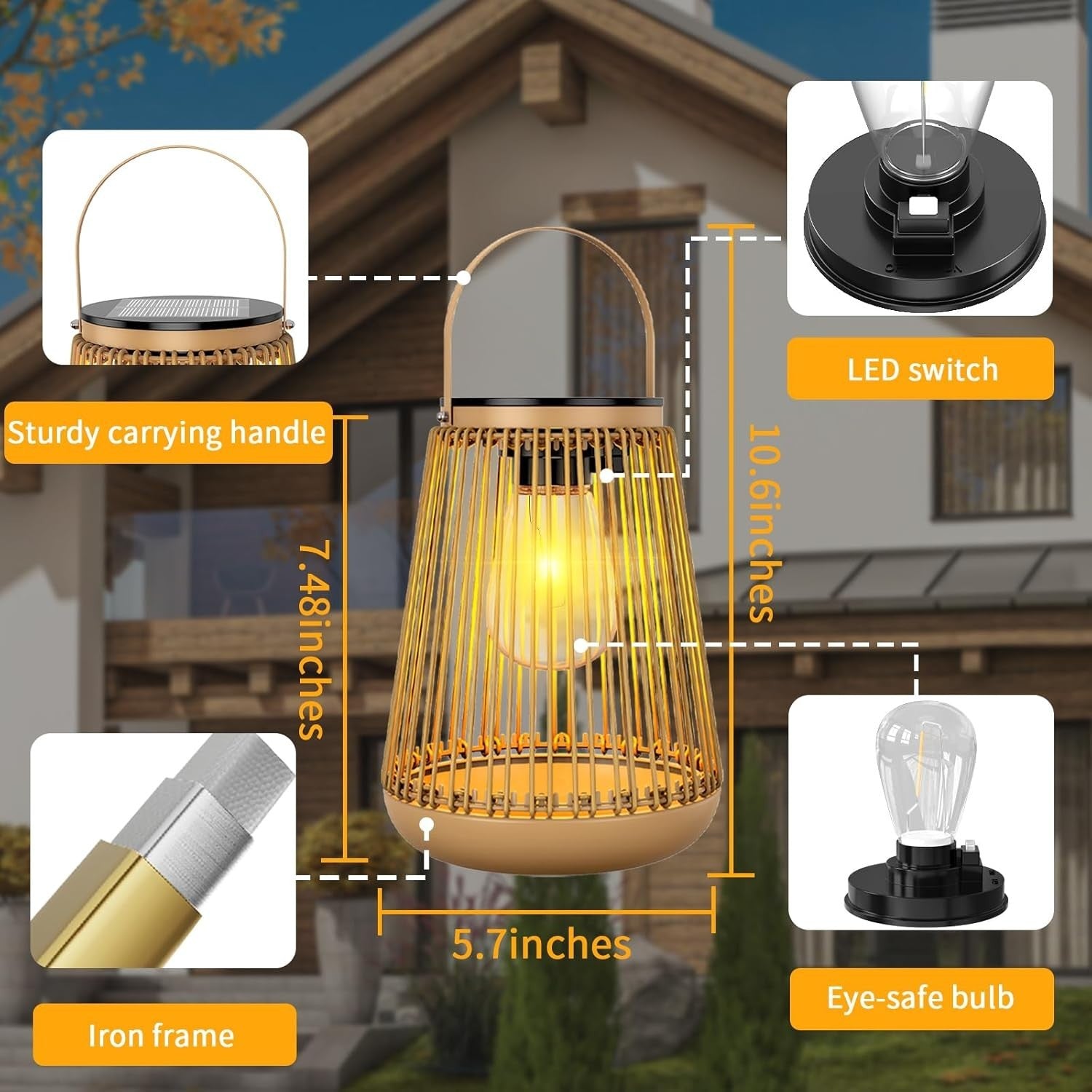4 Pack Solar Garden Lanterns Outdoor Waterproof Metal