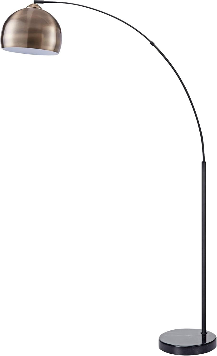 Arc Floor Lamp Antique Brass Shade Marble Base Curved Standing Living Room
