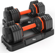 55LB Adjustable Dumbbells Set Quick Dial Space Saving Home Gym Weights
