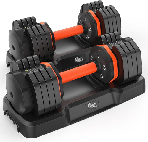 55LB Adjustable Dumbbells Set Quick Dial Space Saving Home Gym Weights