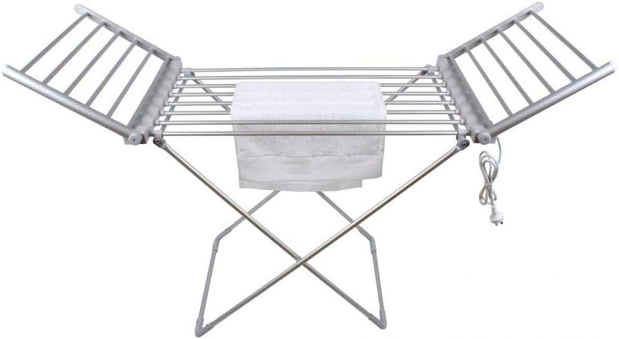 Heated Clothes Airer 20 Bar Winged Electric Indoor Folding Drying Rack