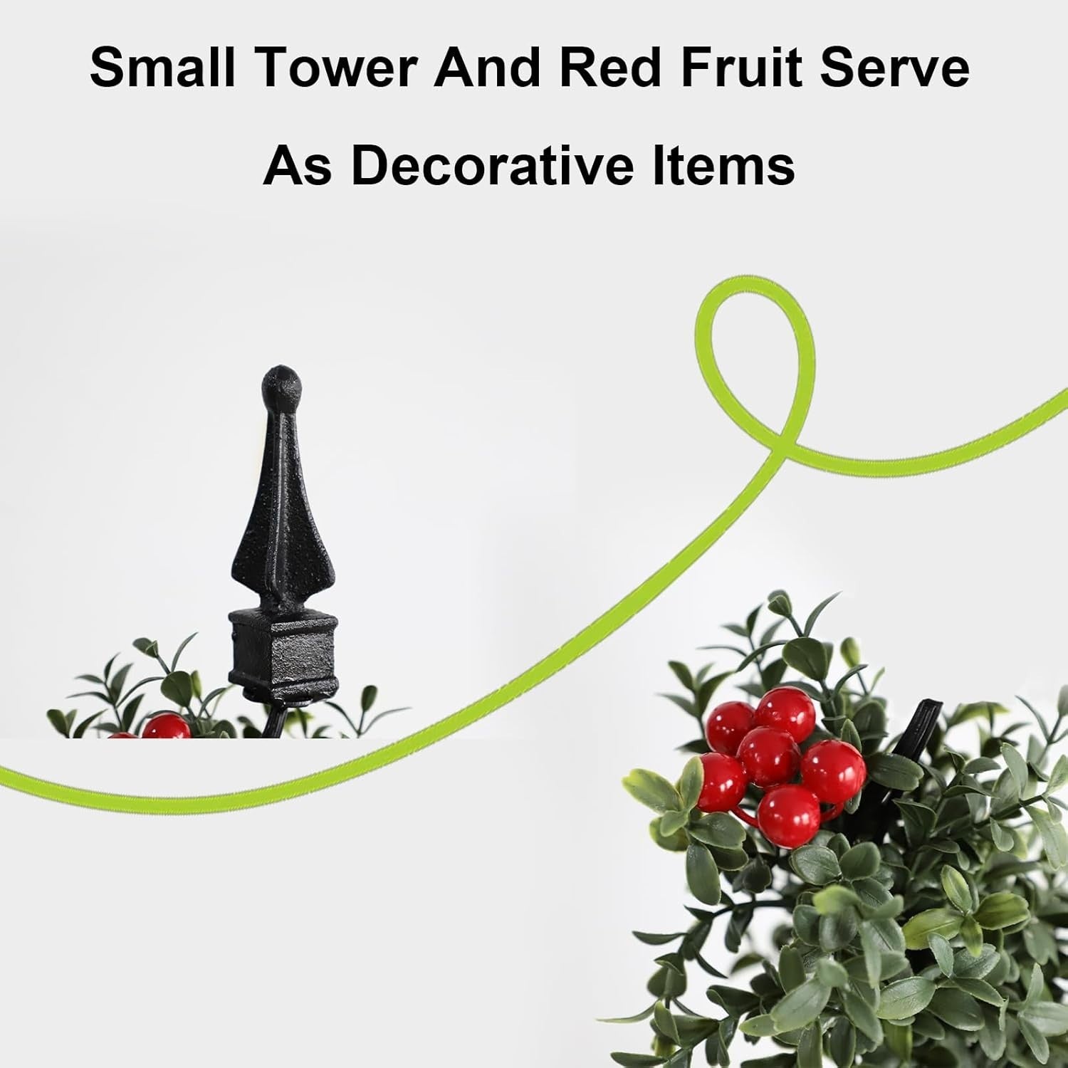 3ft 90cm Artificial Spiral Boxwood Topiary Tree with Red Fruits Indoor Outdoor